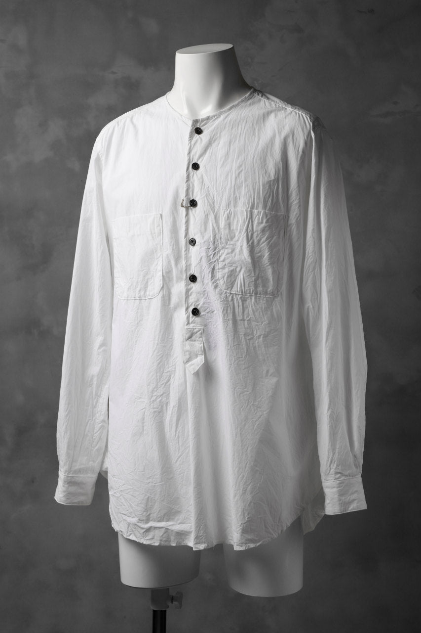 Load image into Gallery viewer, KLASICA SABRON HALF BUTTON PULLOVER SHIRT / TYPE-WRITER CLOTH (WHITE)