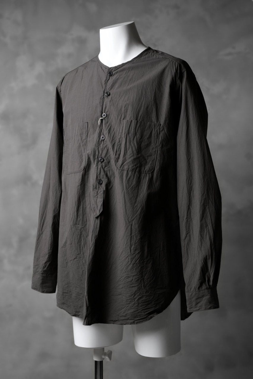 KLASICA SABRON HALF BUTTON PULLOVER SHIRT / TYPE-WRITER CLOTH (MOSS)