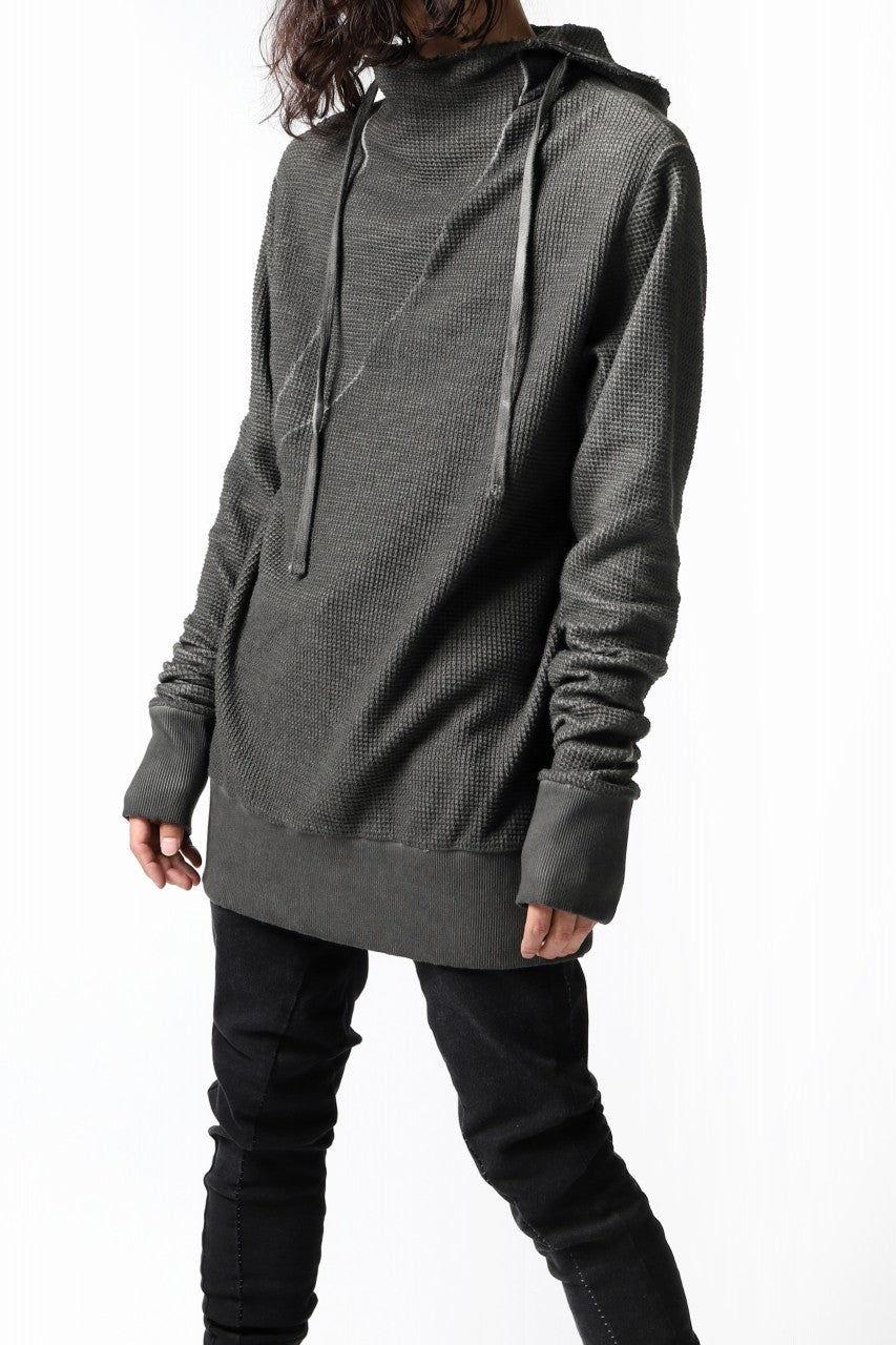 thomkrom WAFFLE HOODIE PULLOVER PARKA / OILED SPRAY DYE (TAUPE)