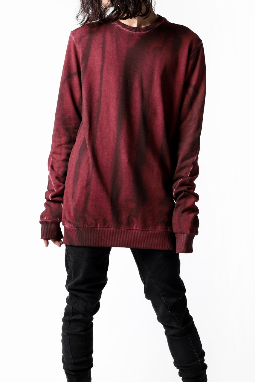 thomkrom BRUSHED BACK PULLOVER SHIRT / OILED SPRAY DYE (RED)