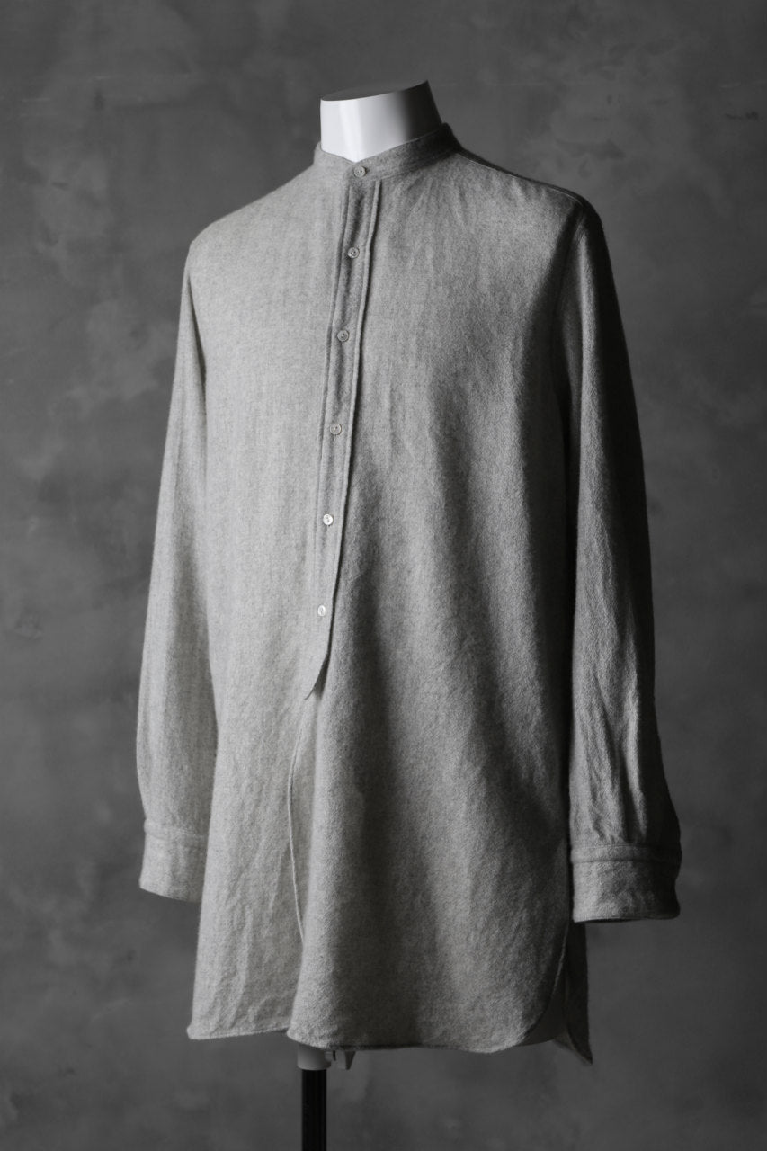 sus-sous officer shirt / Wool & Cashmere raised cloth (ICE GREY)