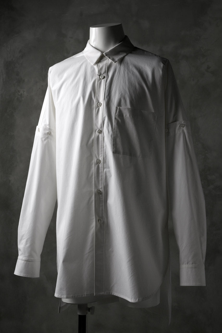 KAZUYUKI KUMAGAI Paneled Shirt Detachable-Detail / Typewriter C/Silk (WHITE)