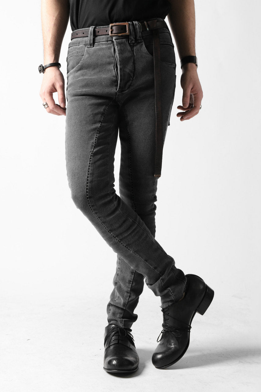 Load image into Gallery viewer, thomkrom OVER LOCKED SKINNY TROUSERS / FADE STRETCH DENIM (DARK GREY)