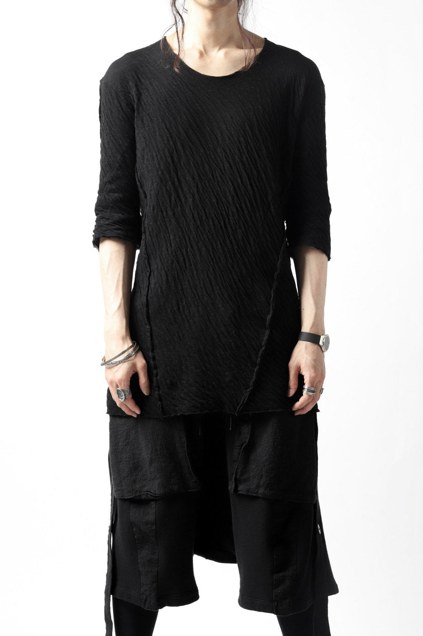 A.F ARTEFACT OUT SEAM H/S T-SHIRT / DOUBLEFACE JERSEY (BLACK x BLACK)