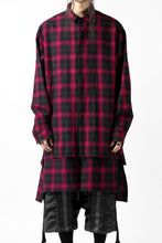 画像をギャラリービューアに読み込む, A.F ARTEFACT &quot;OMBRE&quot; LAYERED LONG CHECK SHIRT (BLACK x RED)