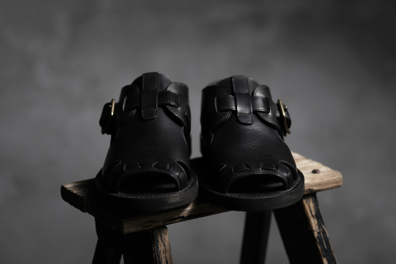 sus-sous sandal shoes / italy oiled cow leather *hand dyed (BLACK BROWN)