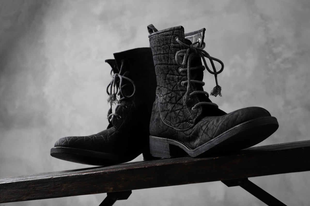 ierib exclusive LOGGER lace up boots / african elephant hand dyed (BLACK)