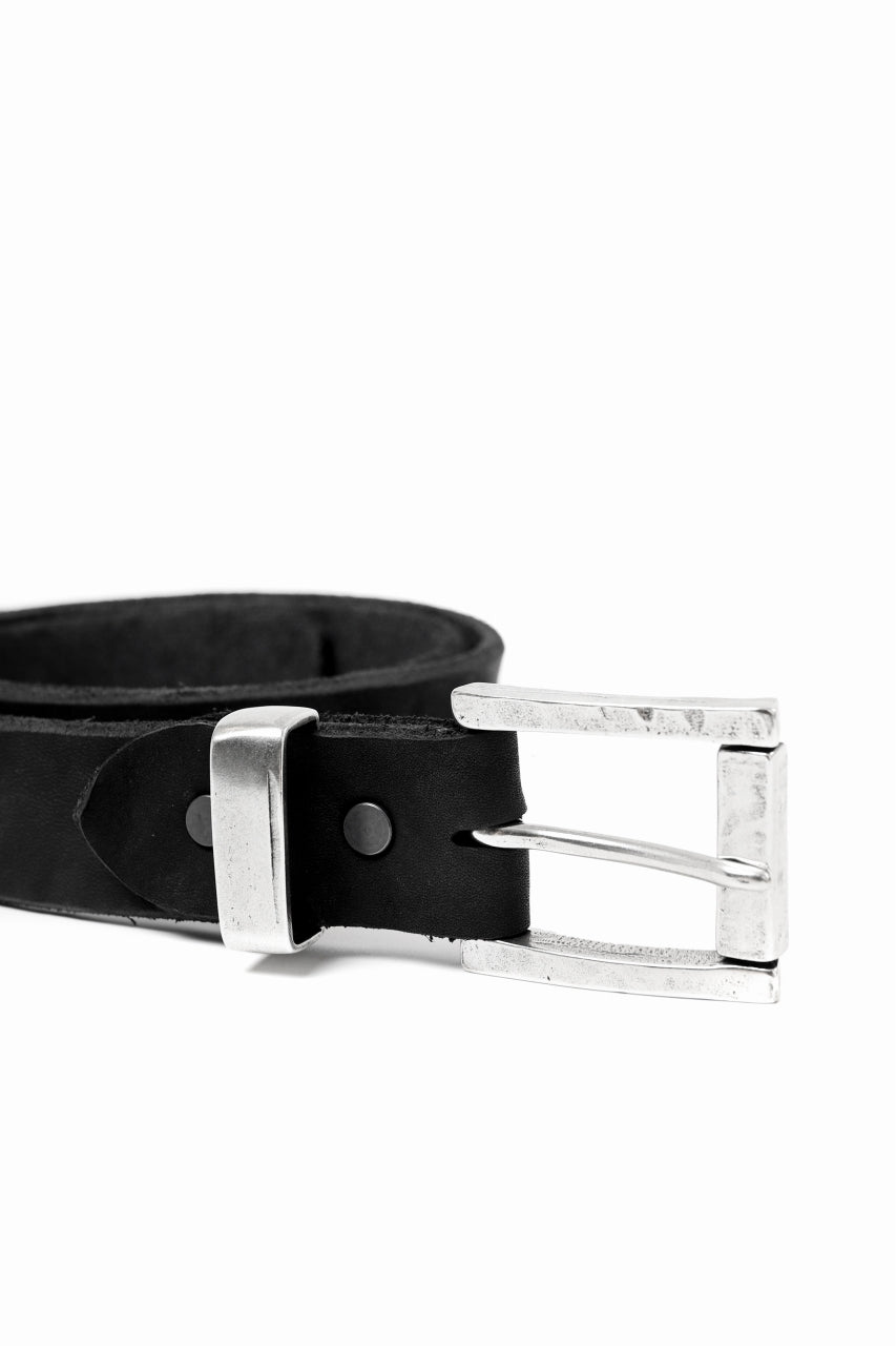 ISAMU KATAYAMA BACKLASH PIN-BELT 35mm / DOUBLE-SHOULDER OBJECT DYED (BLACK)