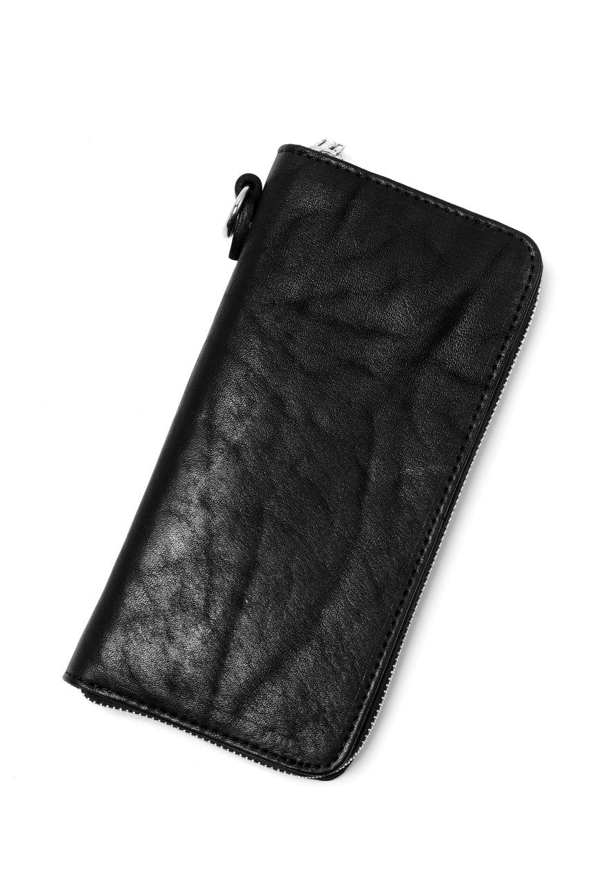 画像をギャラリービューアに読み込む, ISAMU KATAYAMA BACKLASH exclusive ROUND FASTNER WALLET / JP DOUBLE SHOULDER OBJECT DYED (BLACK)