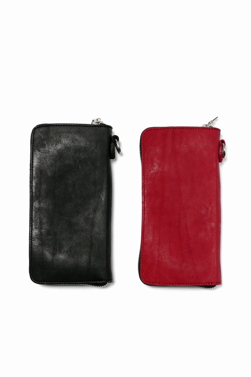 画像をギャラリービューアに読み込む, ISAMU KATAYAMA BACKLASH exclusive ROUND FASTNER WALLET / JP DOUBLE SHOULDER OBJECT DYED (BLACK)