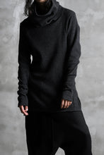 画像をギャラリービューアに読み込む, A.F ARTEFACT exclusive DUSTY WAFFLE DRAPED HIGH NECK TOPS (MELANGE BLACK)