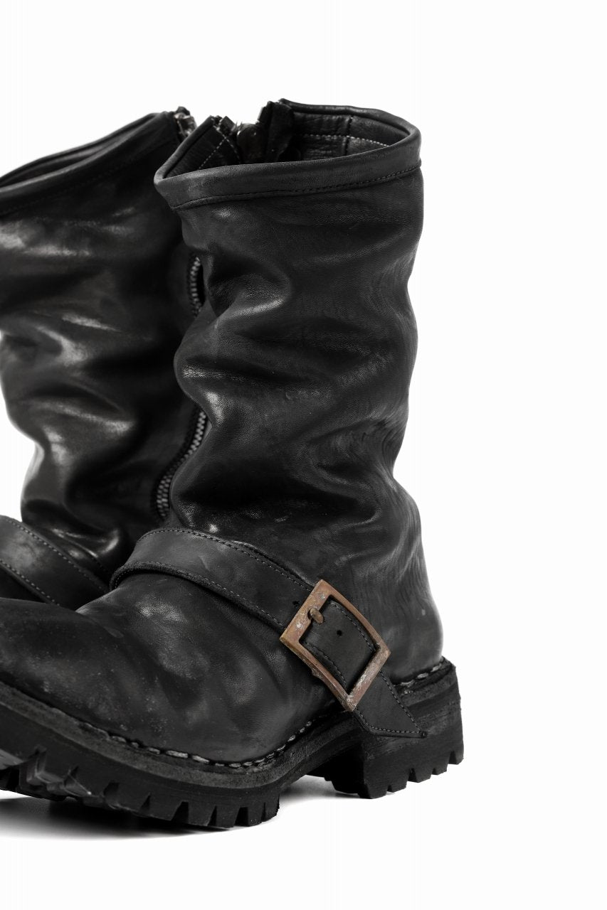 Load image into Gallery viewer, incarnation x LOOM exclusive HORSE LEATHER ENGINEER SIDE ZIP BOOTS / VIBRAM GOODYEAR WELTED (BLACK)