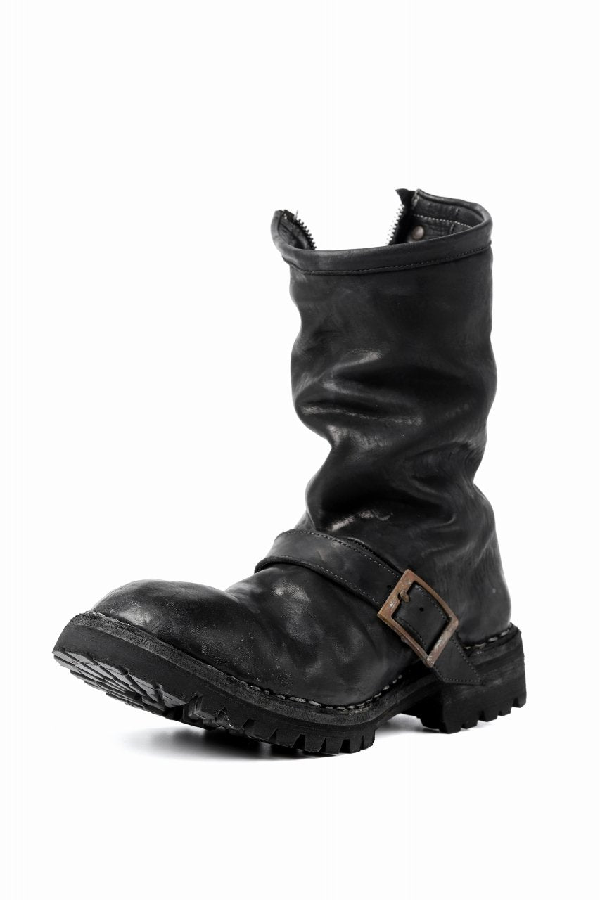 incarnation x LOOM exclusive HORSE LEATHER ENGINEER SIDE ZIP BOOTS / VIBRAM GOODYEAR WELTED (BLACK)