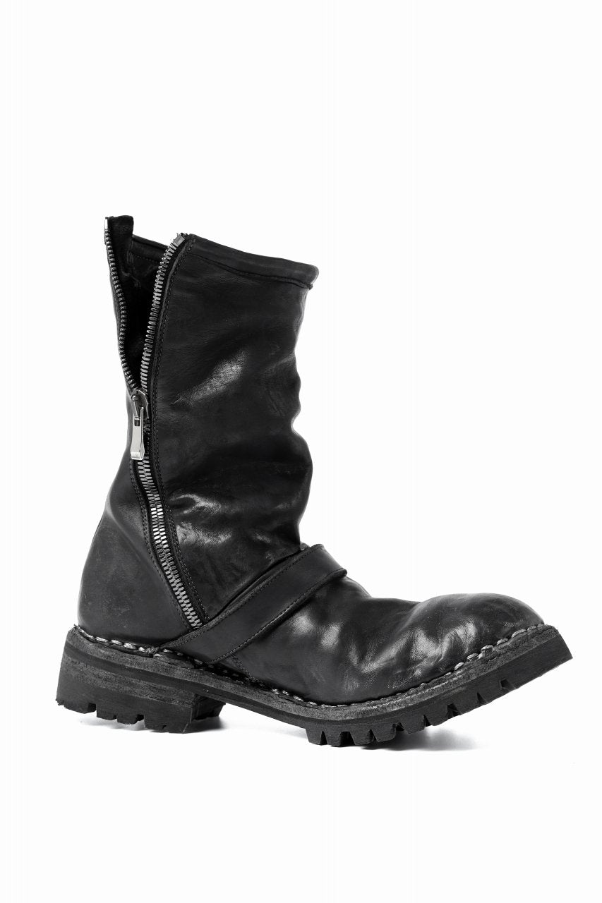 incarnation x LOOM exclusive HORSE LEATHER ENGINEER SIDE ZIP BOOTS / VIBRAM GOODYEAR WELTED (BLACK)