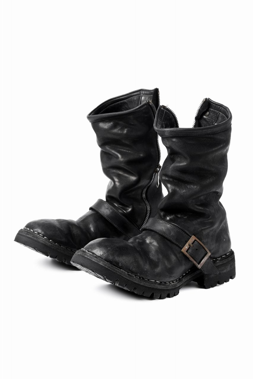 incarnation x LOOM exclusive HORSE LEATHER ENGINEER SIDE ZIP BOOTS-5th / VIBRAM GOODYEAR WELTED (BLACK)