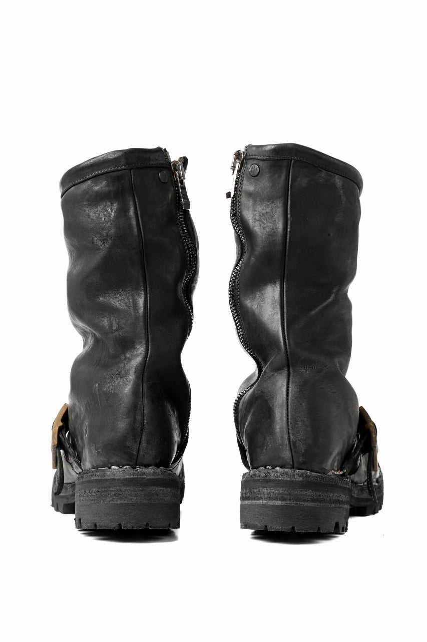 incarnation x LOOM exclusive HORSE LEATHER ENGINEER SIDE ZIP BOOTS / VIBRAM GOODYEAR WELTED (BLACK)