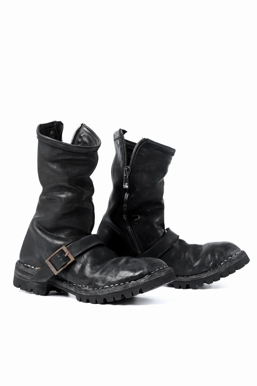 incarnation x LOOM exclusive HORSE LEATHER ENGINEER SIDE ZIP BOOTS / VIBRAM GOODYEAR WELTED (BLACK)