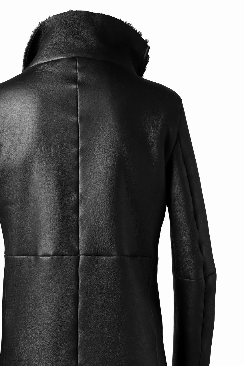 Load image into Gallery viewer, incarnation HORSE LEATHER DOUBLE BREAST MOTO JACKET / OBJECT DYED (BLACK)