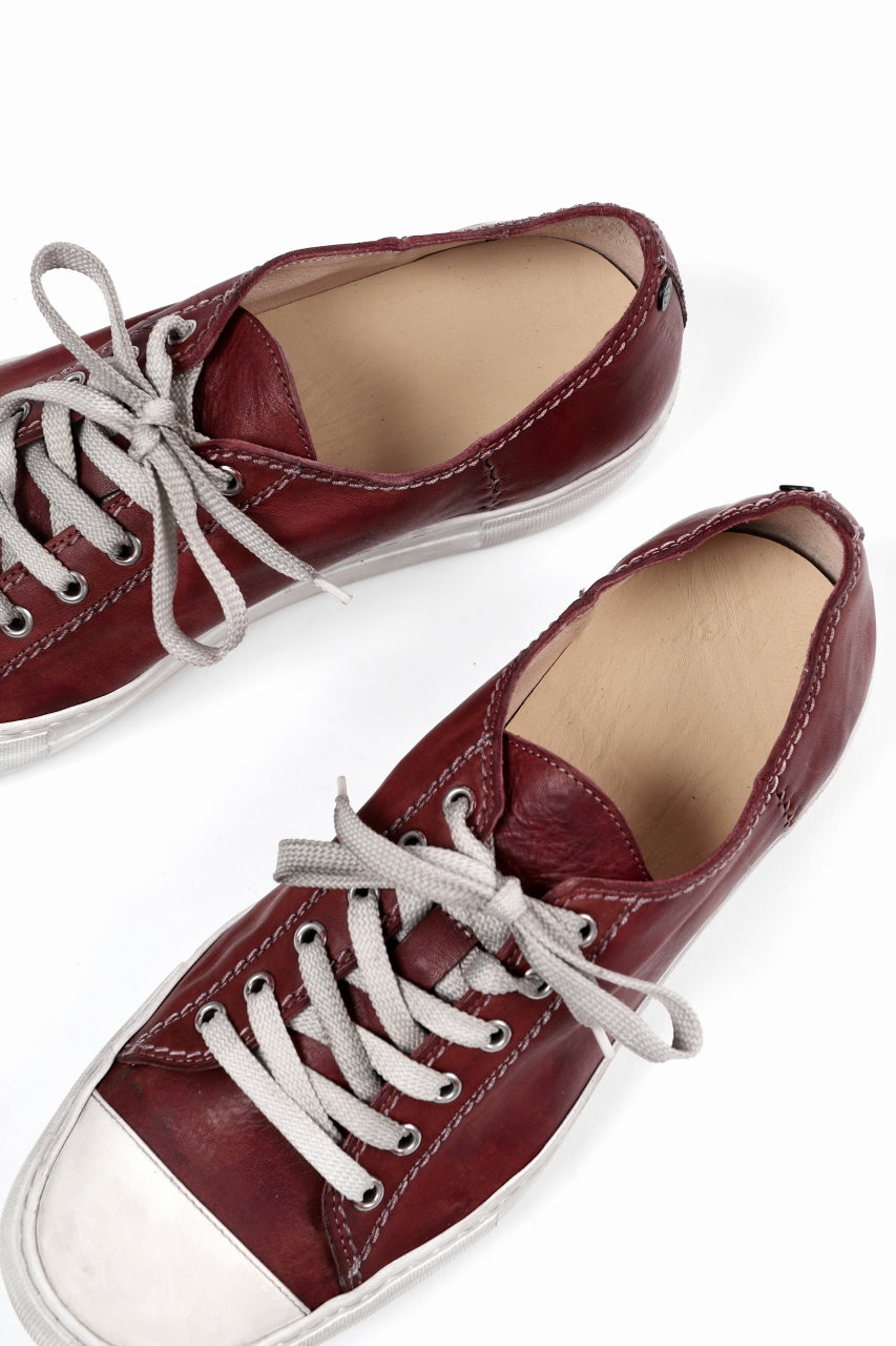 incarnation LOW CUT LACE UP SNEAKER / HORSE FULL GRAIN (HAND DYED DARK RED)