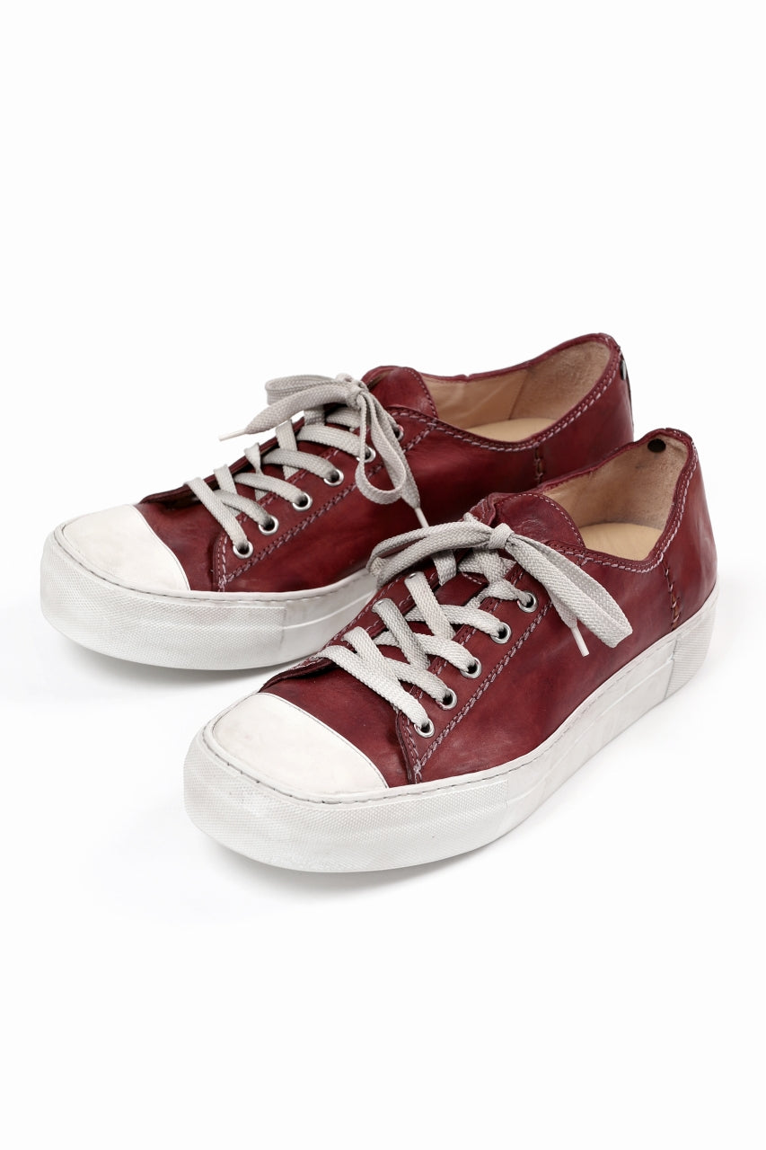 incarnation LOW CUT LACE UP SNEAKER / HORSE FULL GRAIN (HAND DYED DARK RED)