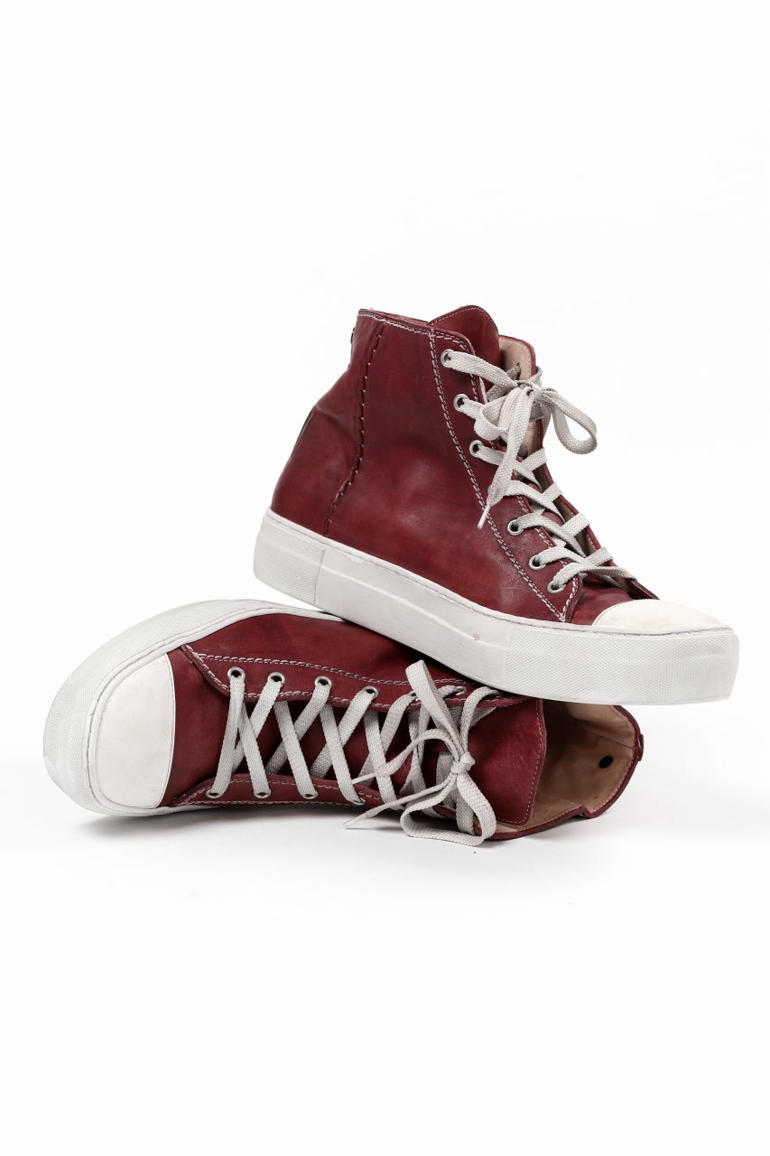 incarnation HIGH CUT LACE UP SNEAKER / HORSE FULL GRAIN (HAND DYED DARK RED)