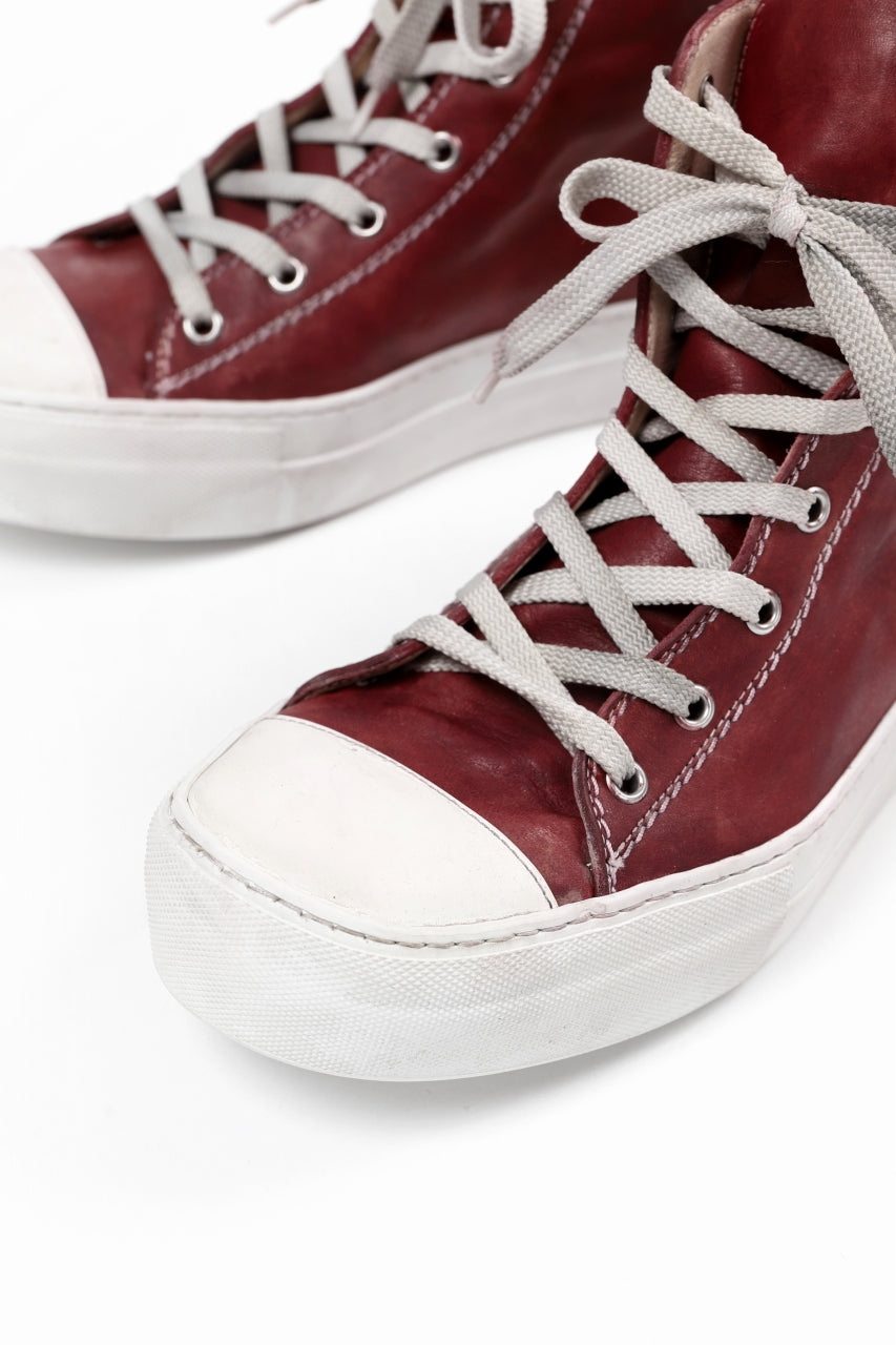 画像をギャラリービューアに読み込む, incarnation HIGH CUT LACE UP SNEAKER / HORSE FULL GRAIN (HAND DYED DARK RED)