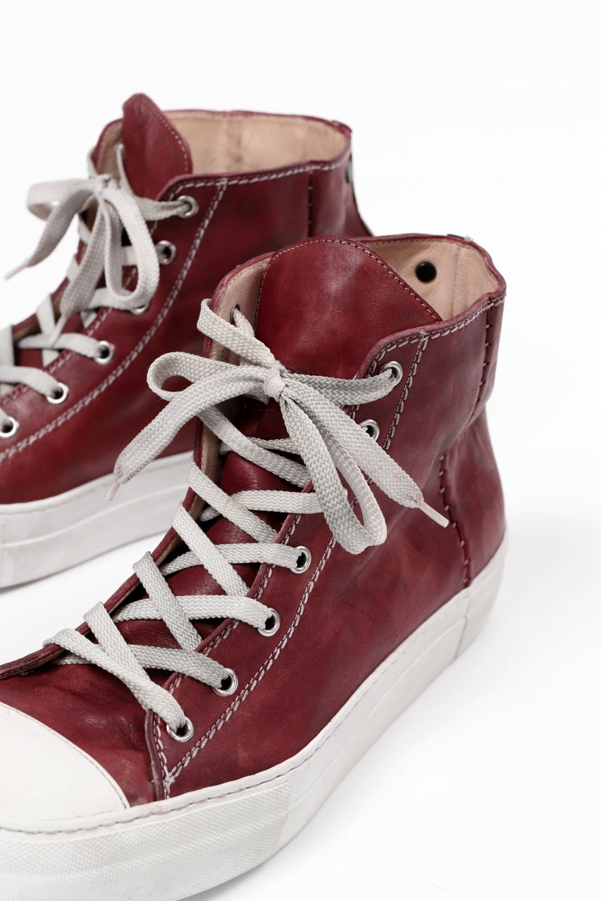 画像をギャラリービューアに読み込む, incarnation HIGH CUT LACE UP SNEAKER / HORSE FULL GRAIN (HAND DYED DARK RED)