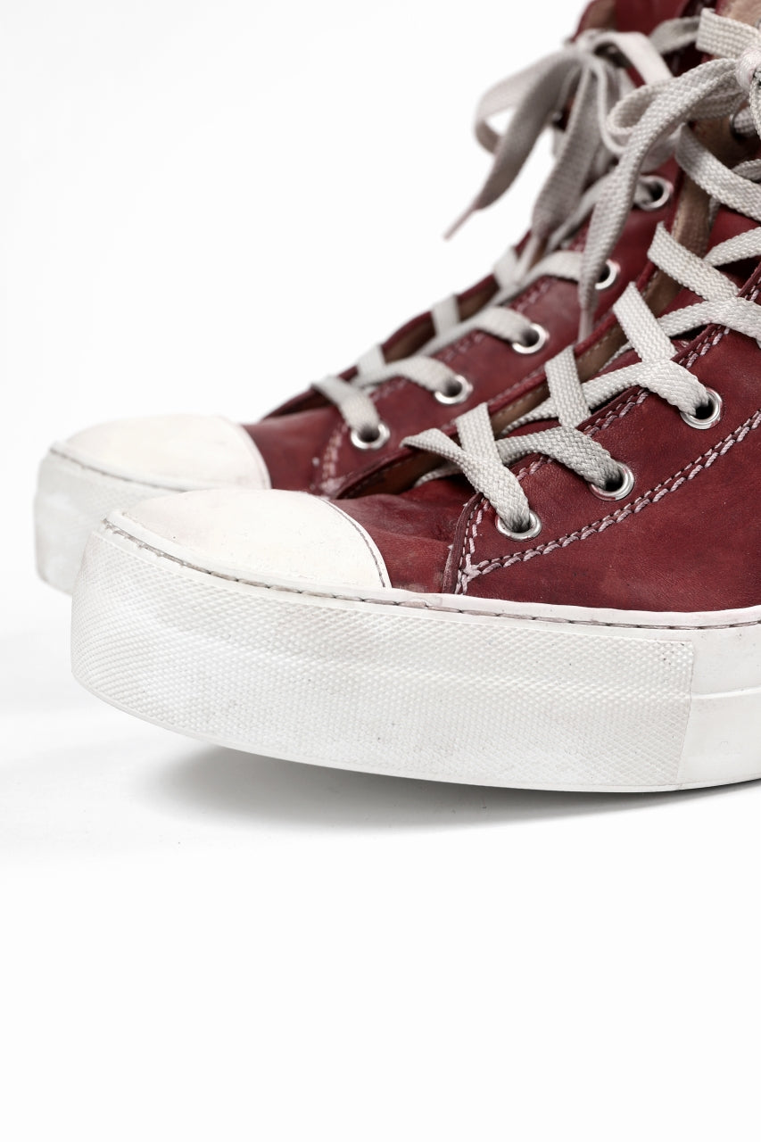 incarnation HIGH CUT LACE UP SNEAKER / HORSE FULL GRAIN (HAND DYED DARK RED)