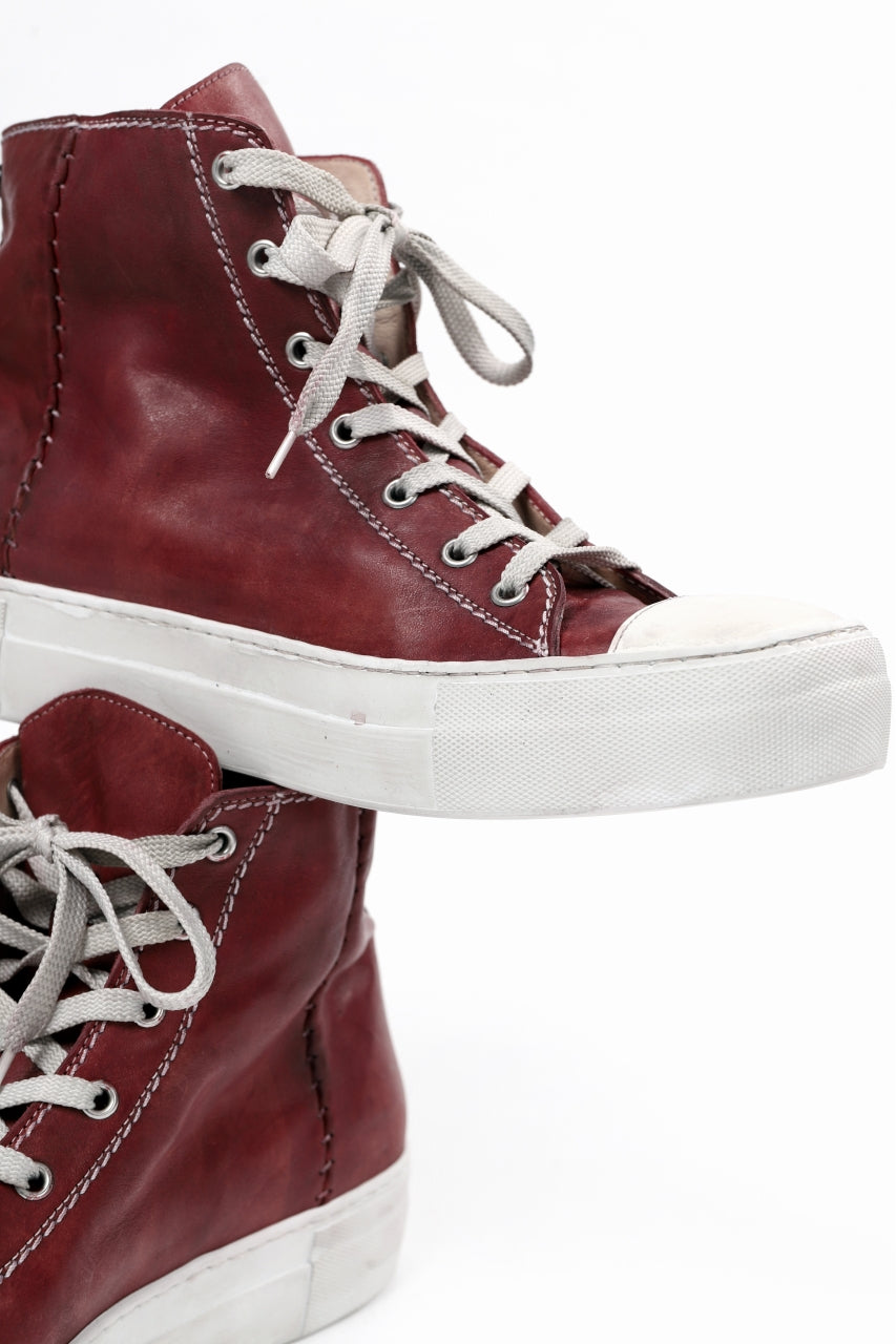 incarnation HIGH CUT LACE UP SNEAKER / HORSE FULL GRAIN (HAND DYED DARK RED)