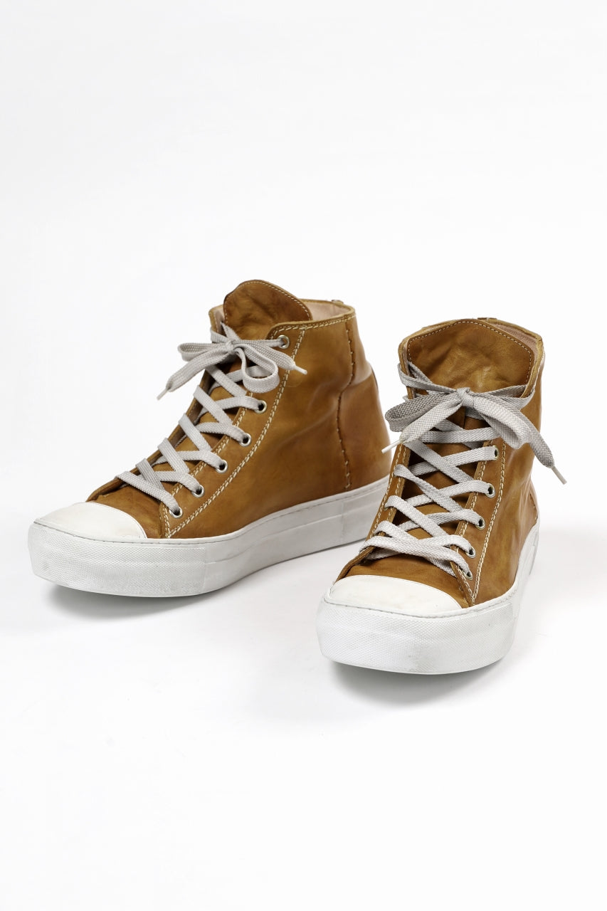 incarnation HIGH CUT LACE UP SNEAKER / HORSE FULL GRAIN (HAND DYED MUSTARD)