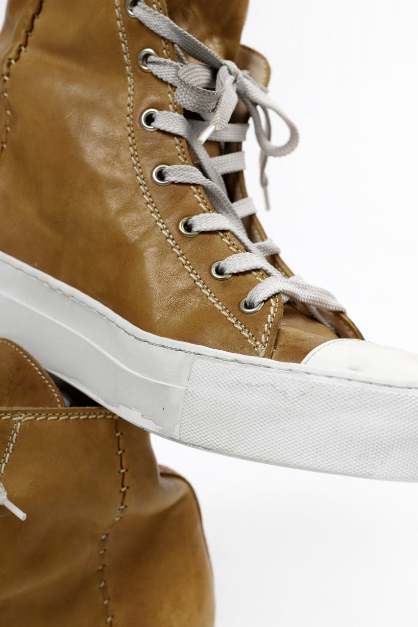 incarnation HIGH CUT LACE UP SNEAKER / HORSE FULL GRAIN (HAND DYED MUSTARD)