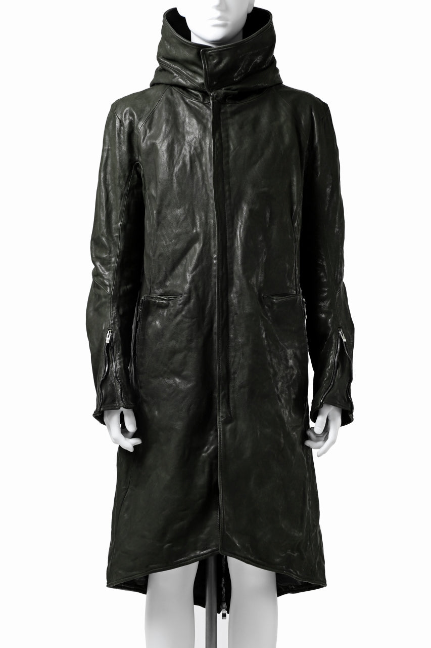 incarnation exclusive BUFFALO LEATHER MODS COAT / OBJECT DYED (DEEP OLIVE)