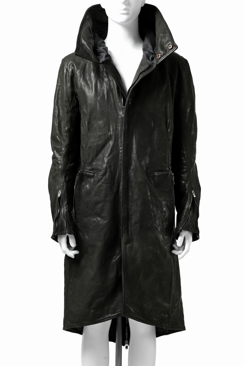 incarnation exclusive BUFFALO LEATHER MODS COAT / OBJECT DYED (DEEP OLIVE)