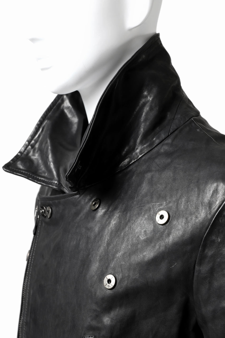 incarnation exclusive HORSE LEATHER DOUBLE BREAST MOTO JACKET / OBJECT DYED (BLACK EDITION)