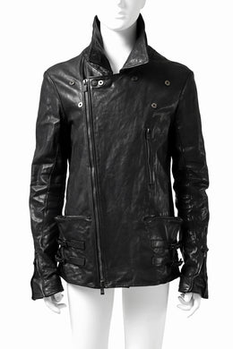 incarnation exclusive HORSE LEATHER DOUBLE BREAST MOTO JACKET / OBJECT DYED (BLACK EDITION)