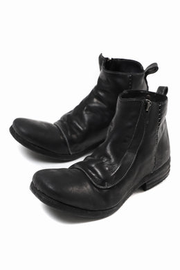 incarnation exclusive HORSE LEATHER WRAP FRONT ZIP MID BOOTS / PIECE DYED (BLACK)