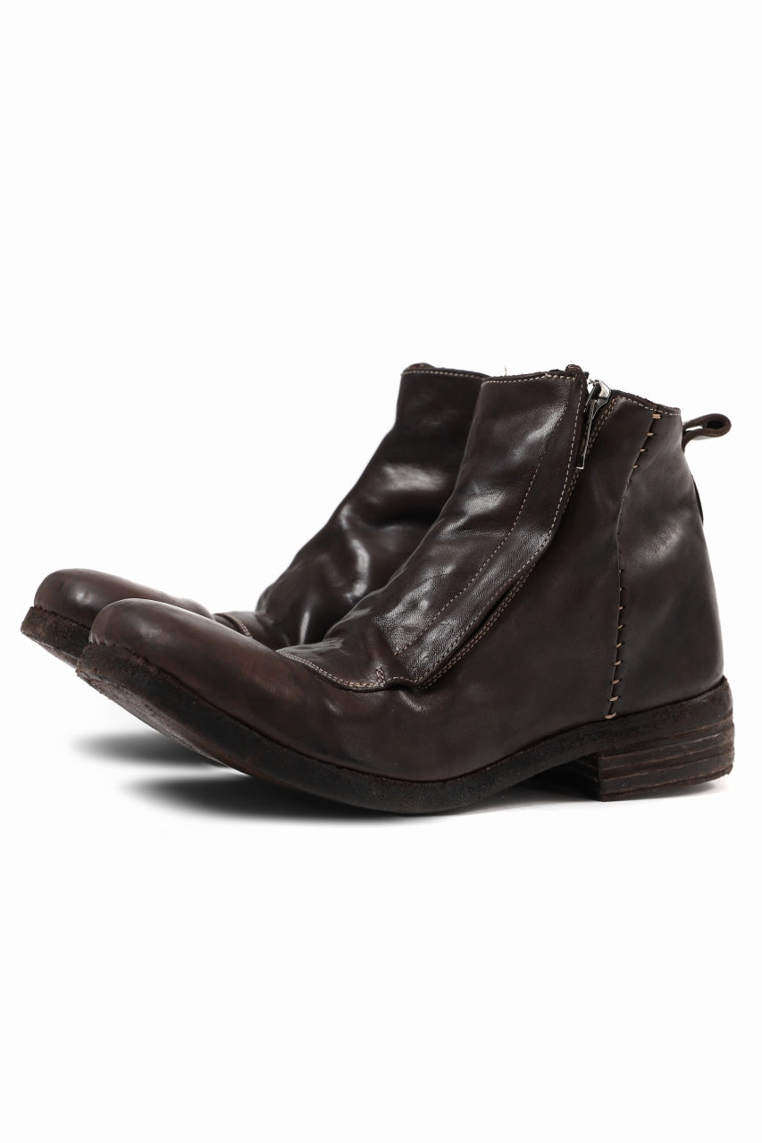 incarnation exclusive WRAP FRONT ZIP BOOTS MIDDLE / HORSE PIECE DYED (DARK BROWN)