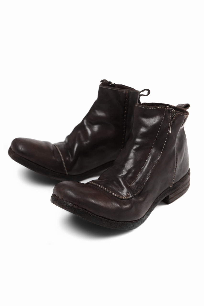 incarnation exclusive HORSE LEATHER WRAP FRONT ZIP MID BOOTS / PIECE DYED (DARK BROWN)