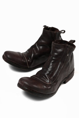 incarnation exclusive HORSE LEATHER WRAP FRONT ZIP MID BOOTS / PIECE DYED (DARK BROWN)