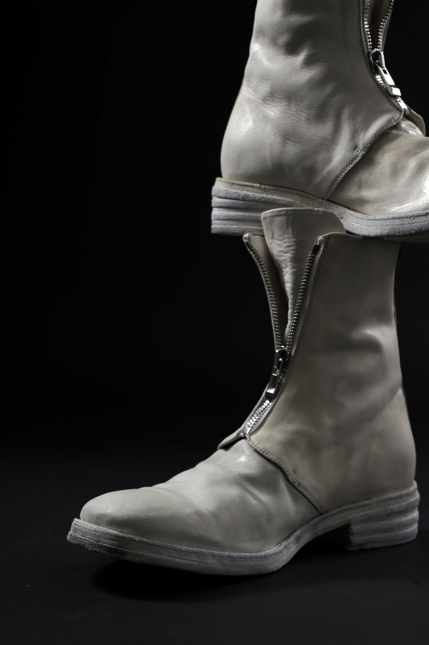incarnation HORSE WHITE LEATHER FRONT ZIP BOOTS FZ-1 / DIRTY OIL WASHED (B00N-OC)