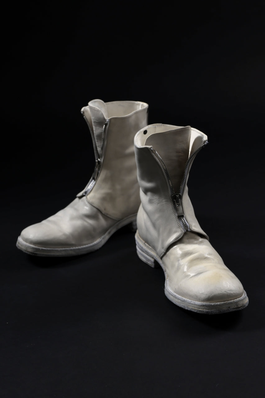 incarnation HORSE WHITE LEATHER FRONT ZIP BOOTS FZ-1 / DIRTY OIL WASHED (B00N-OC)