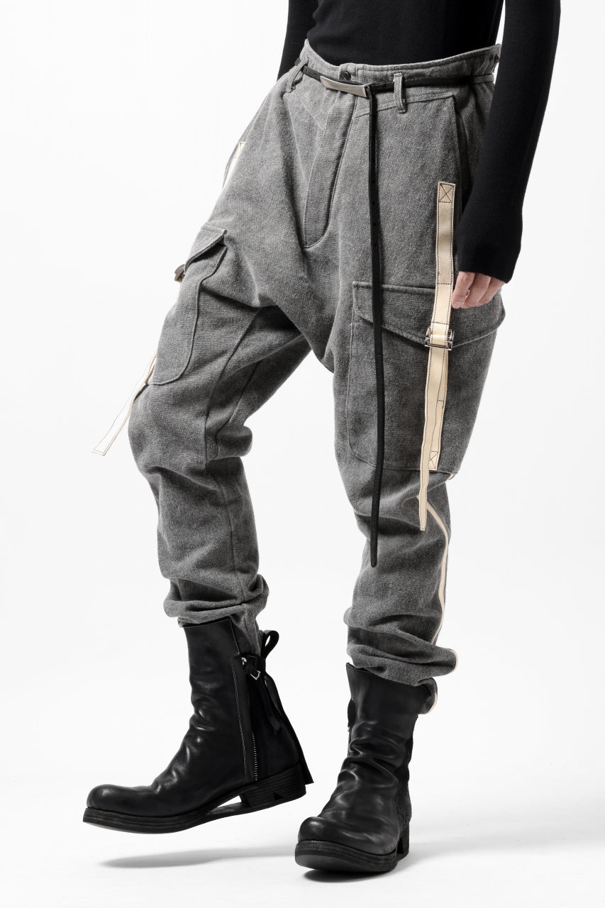 incarnation DROP CROTCH ARMY PANTS MP-1S / CANVAS + HORSE LEATHER (GREY)