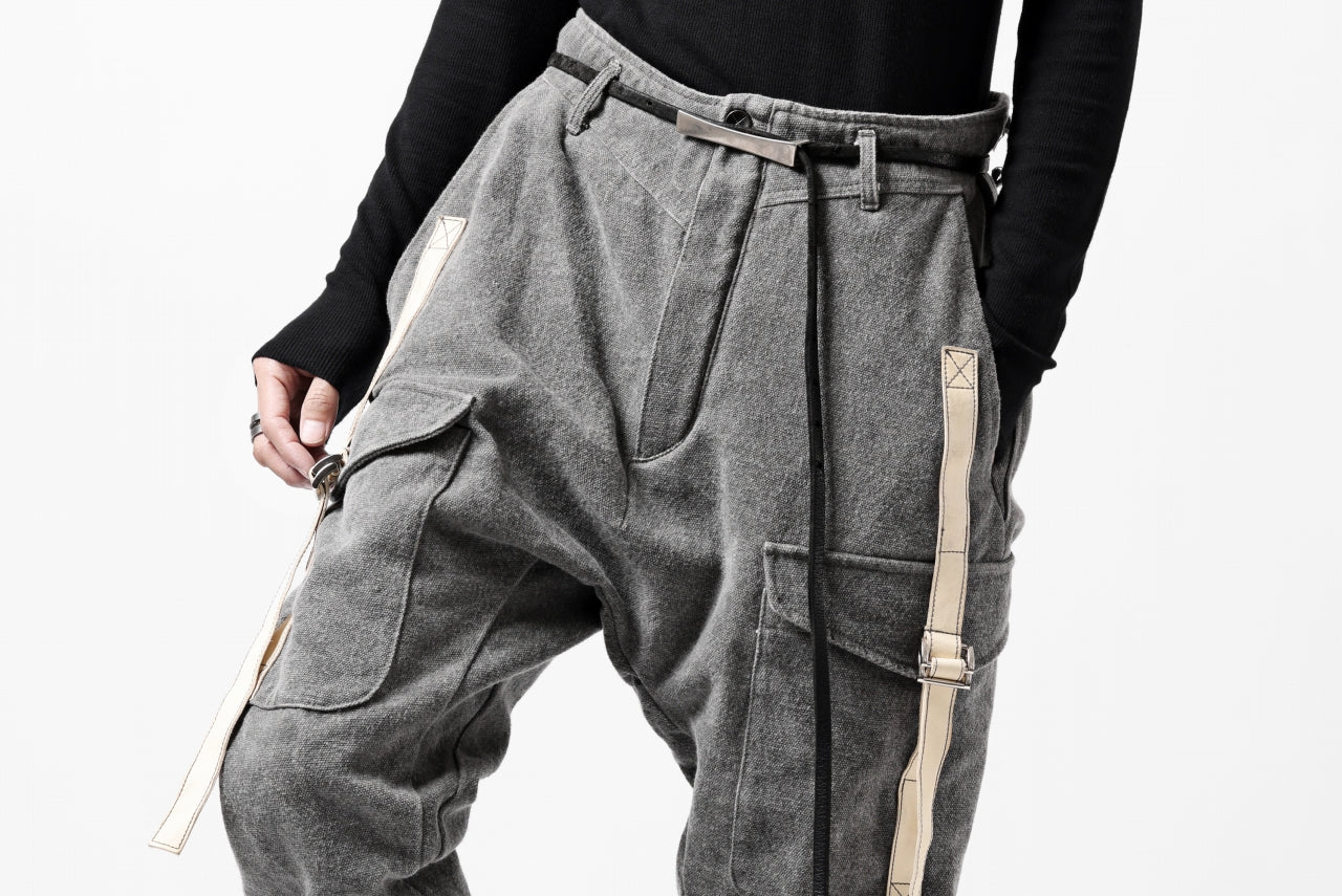 incarnation DROP CROTCH ARMY PANTS MP-1S / CANVAS + HORSE LEATHER (GREY)