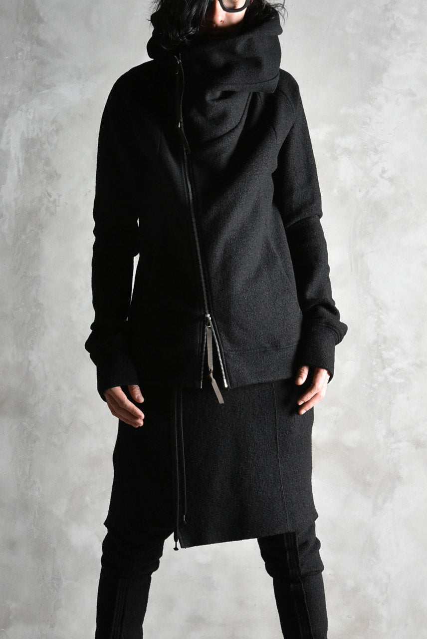 N/07 Wrap Hooded Jacket / Woolring Fleece (BLACK)