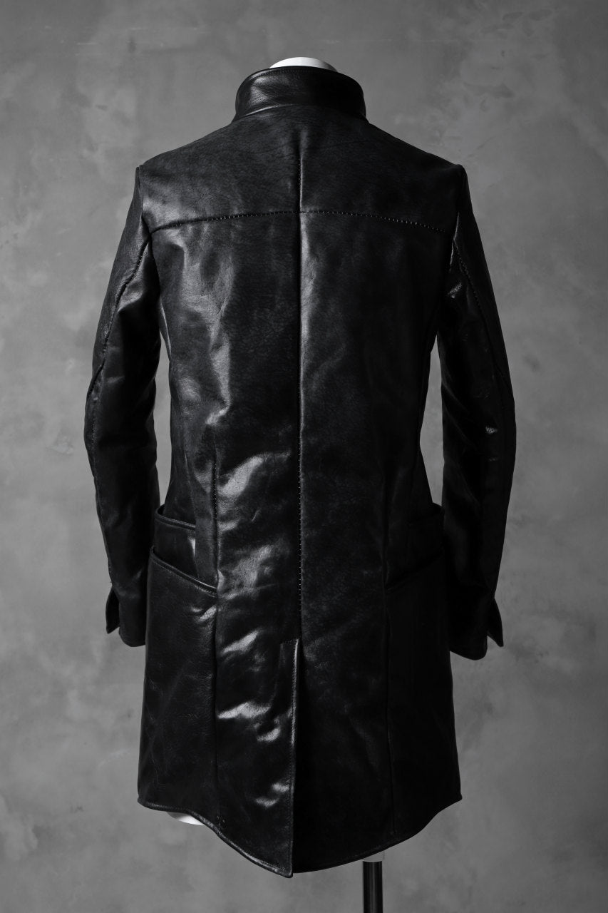 incarnation exclusive HORSE LEATHER GOOSE DOWN COAT with SHEARLING NECK SCARF (BLACK)