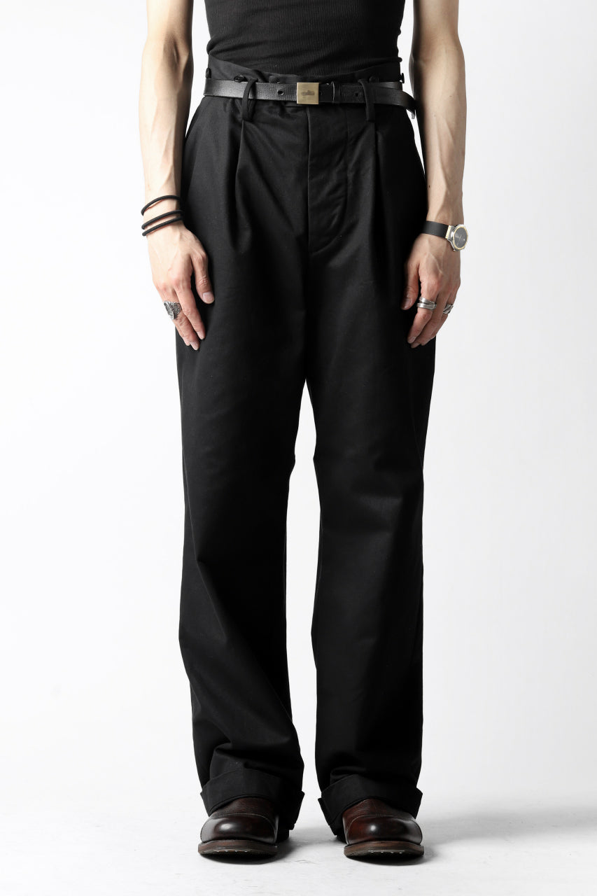 KLASICA GRIOTTE 2 TUCKED WIDE TROUSERS / CHINO CLOTH (BLACK)