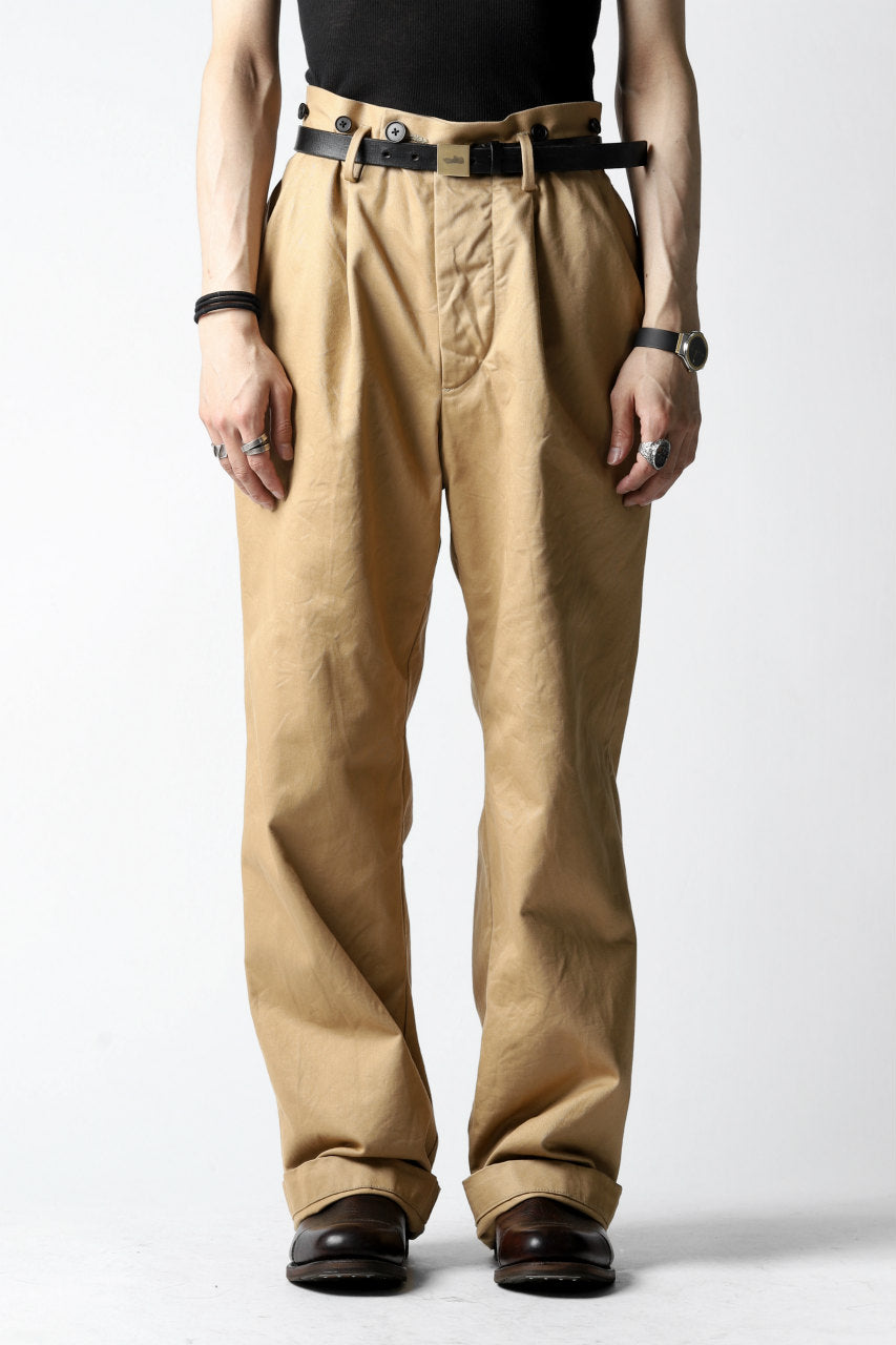 KLASICA GRIOTTE 2 TUCKED WIDE TROUSERS / CHINO CLOTH (BEIGE)