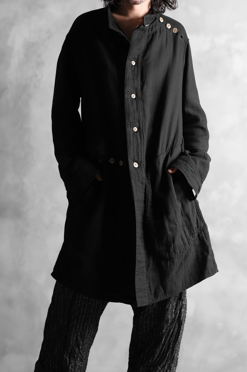 _vital layered shirts coat / cotton gauze and stripe