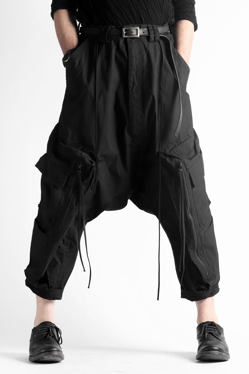 A.F ARTEFACT MILITARY SAROUEL WIDE PANTS / ZIP DOUBLE STRUCTURE (BLACK)