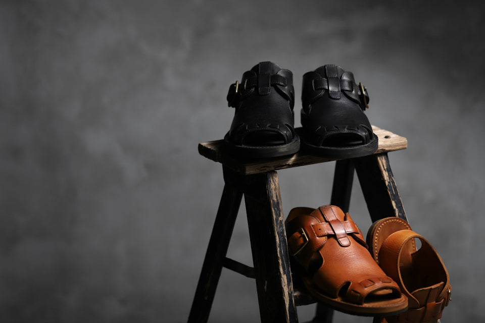 画像をギャラリービューアに読み込む, sus-sous sandal shoes / italy oiled cow leather *hand dyed (BLACK BROWN)